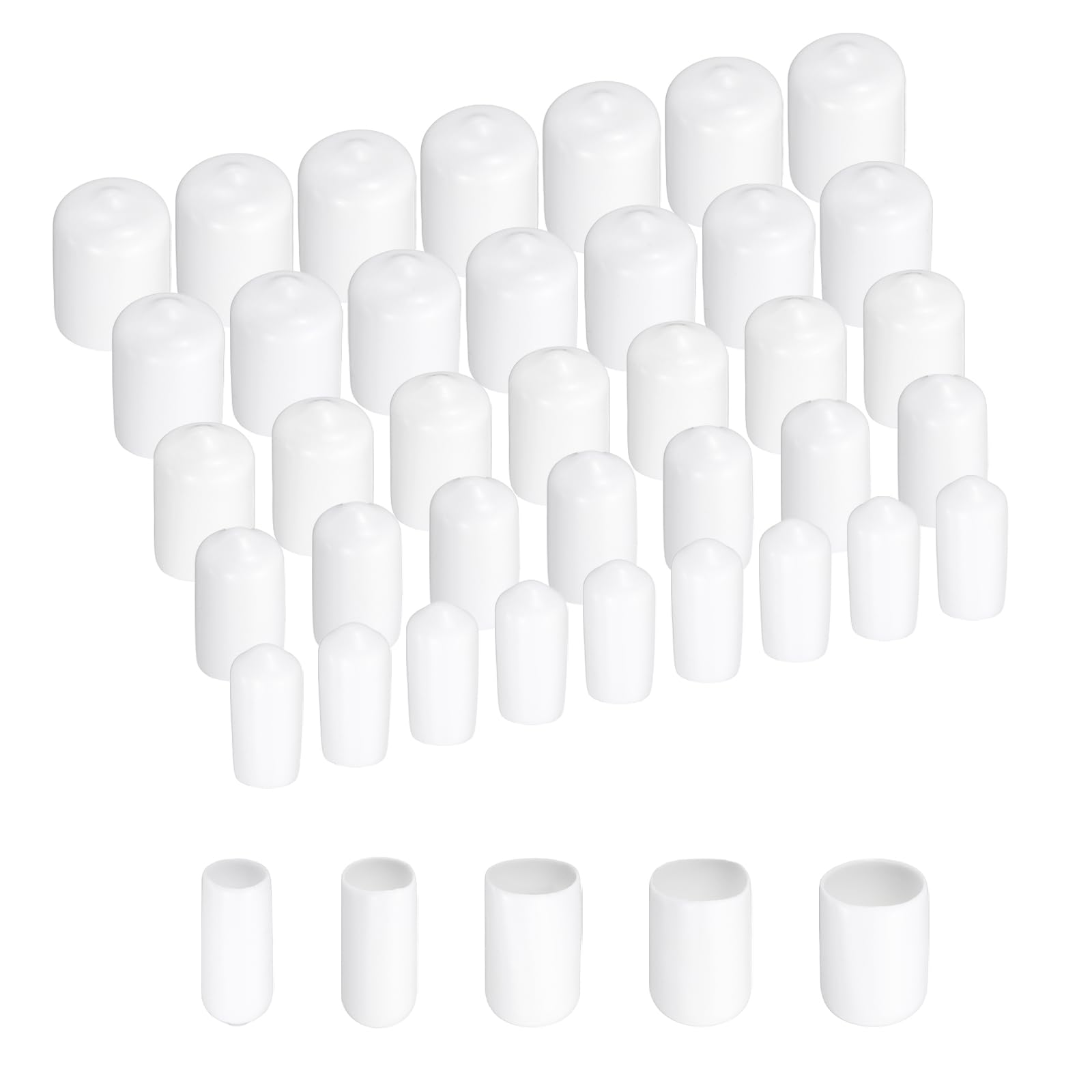 Embouts ronds en caoutchouc uxcell blancs pour filetages de vis, lot de 100