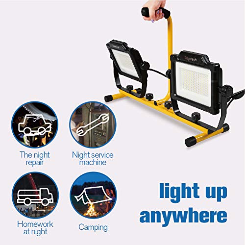 Image of 180W 20000 Lumen Dual-Head LED Work Light with Tripod Stand, 4 Brightness Adjustable, IP 65 Waterproof 10 Ft Power Cord
