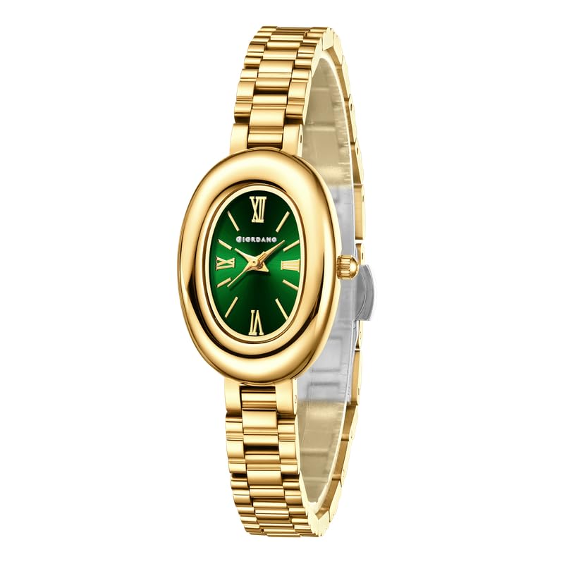 Image of Giordano Analog Quartz Watch for Women - Oval Shape Dial, Roman Numeral Hour Markers, Water Resistant and Stainless Steel Strap- GZ-60115