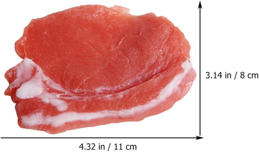 Cabilock Simulated Pork Model 2 Pieces Fake Pork Meat Play Food Toy Realistic Kitchen Pretend Food for Display Photography Prop 4.33X3.14X0.39 Inches