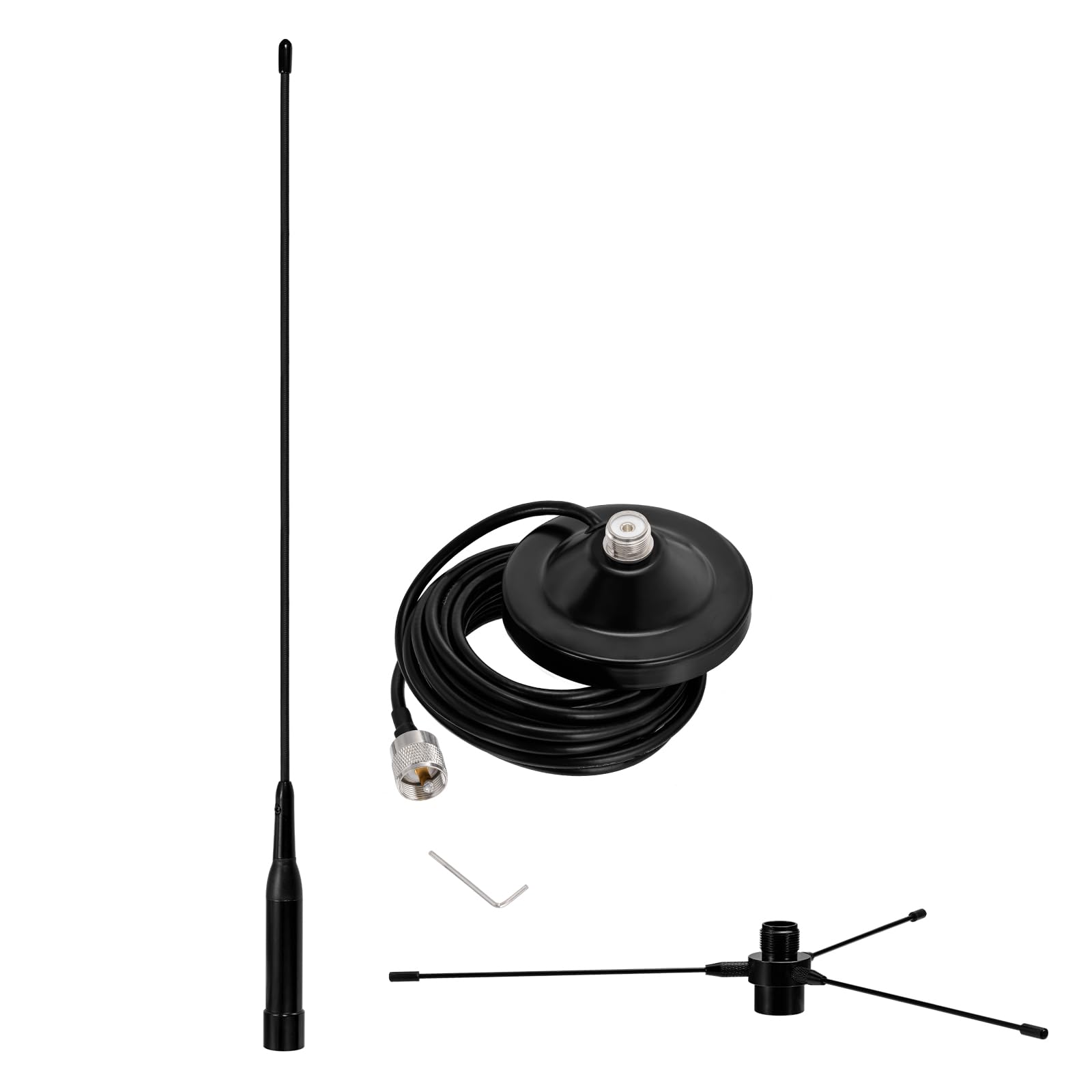 Bingfu Antenna VHF UHF 136-174MHz 400-460MHz Doppia Banda PL259 Maschio Base Magnetica Con Kit Aereo di Terra per Radio Bidirezionale a Due Vie Mobile