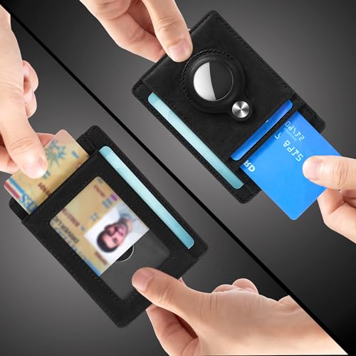 Image of Hawanik Slim Minimalist Front Pocket Wallet with Built-in Case Holder for AirTag