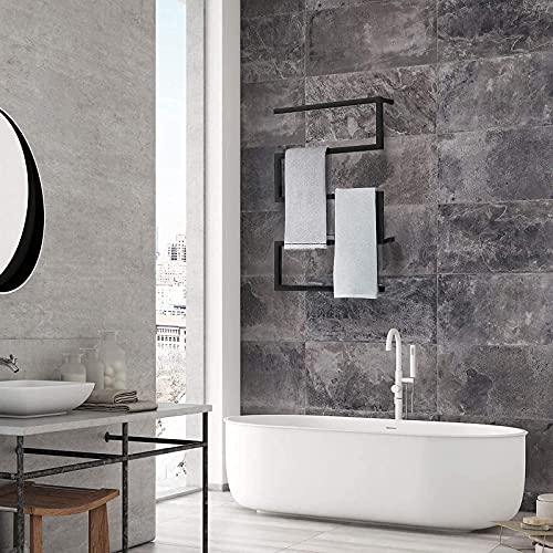 Toallero eléctrico calefactable de Pared, toallero de Acero Inoxidable 304, radiador para baño, Color Negro.