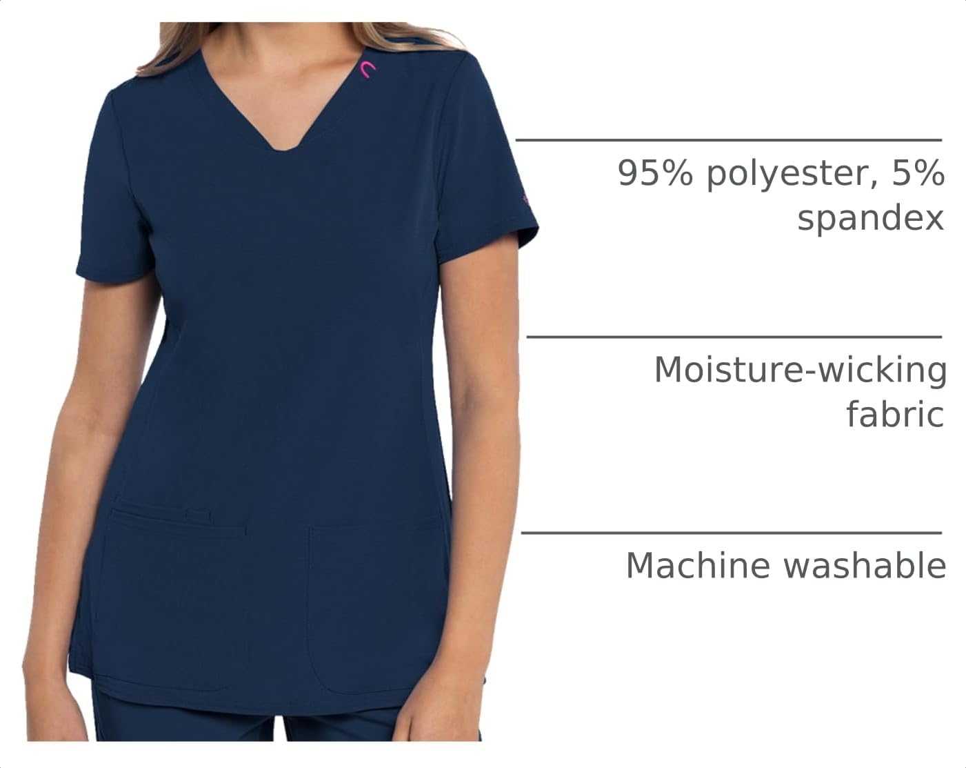 Med Couture Amp V-Neck Scrub Top Women Missy Fit 3 Pockets