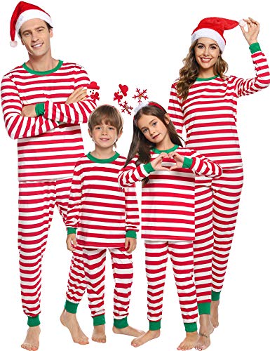 Sykooria Matching Family Christmas Striped Pajamas Set Womens Mens Boys Girls Kids Top & Pants