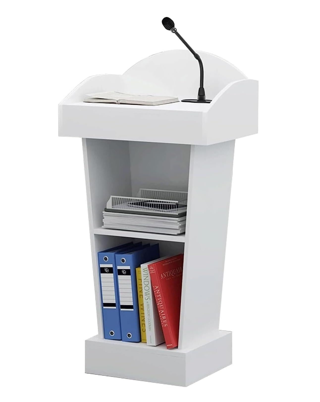 Podio Podio in Legno con Doppi Leggii, Pulpiti della Chiesa, Podio per Insegnanti di Scuola Scrivania in Piedi Podio(White)