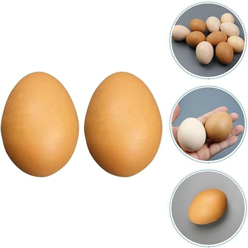 Miniatura 9 de HOMSFOU Huevos falsos 2 piezas de huevos de gallina realistas, huevos artificiales de plástico, modelo de alimentos realistas para cocina,