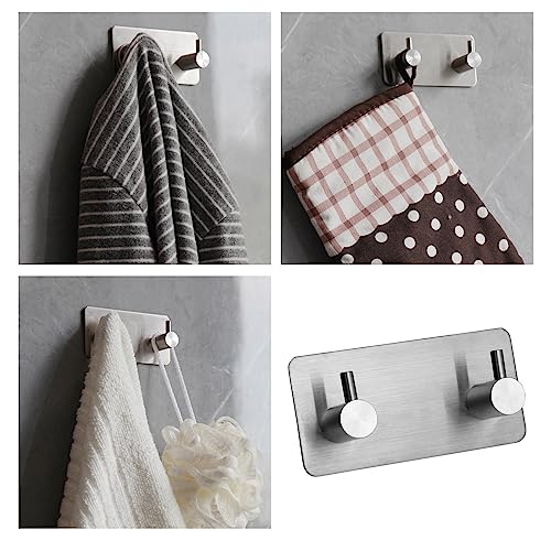 Image of Self Adhesive Towel Hooks for Bathrooms Stick on Wall hooks 2 Coat hooks