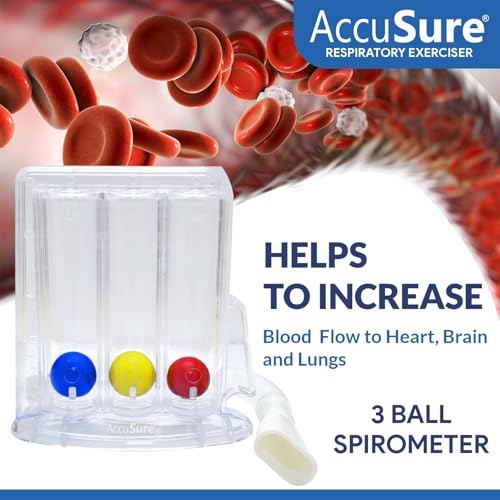 Image of AccuSure 3 Ball Spirometer | Lung Exerciser | Respiratory Exerciser | Breathing Exercise | Respirometer | Breath Measurement System | Deep Breathing Lung Exerciser | Washable, Hygienic & Detachable
