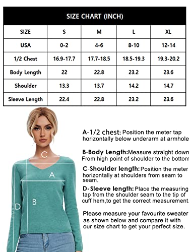 Berthmeer Women's Wool V Neck Wool Sweater Long Sleeve Pullover Loose Jumper Winter Knitwear Gray #TOP5