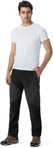 Miniatura 6 de YSENTO Pantalones de esquí con forro polar para hombre, impermeables, con aislamiento softshell, pantalones cargo para senderismo