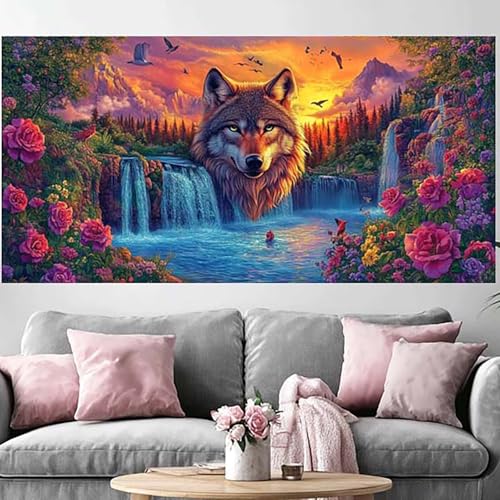 Broderie diamant grand format 60x120cm contre l'anxiété avec toile de cristal florale complète