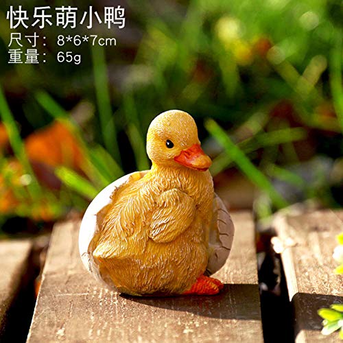 BRTTHYE Cute Yellow Chicks Figurines Garden Decoration Outdoor Resin New Born Duck Animal Miniatures Home Decor