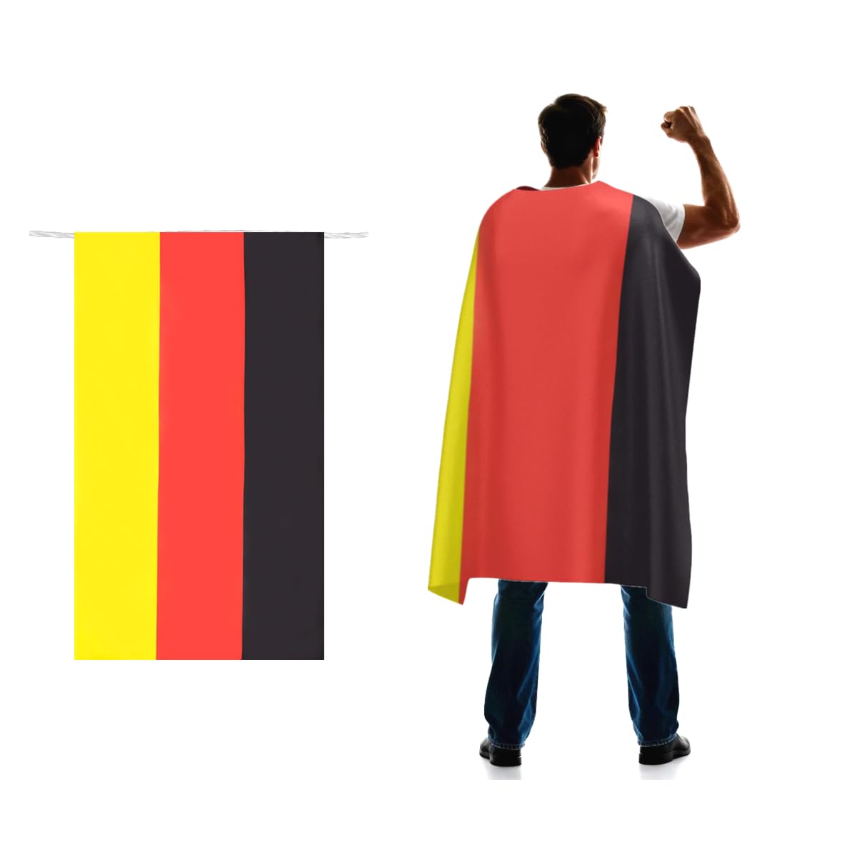 Germany Flag Cape 3x5 FT for Independence Day Holiday Costumes Celebrati,150D Premium Polyester,German Patriotic Flags Costume Cloak.