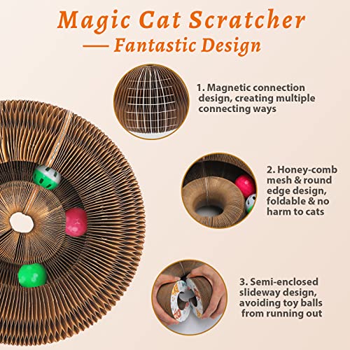 2Pcs Magic Organ Cat Scratching Board With 4 Cat Ball Toys Foldable Cat Scratcher For Grinding Claw, Durable Interactive Cat Scratching Pad For Indoor Cats #TOP2