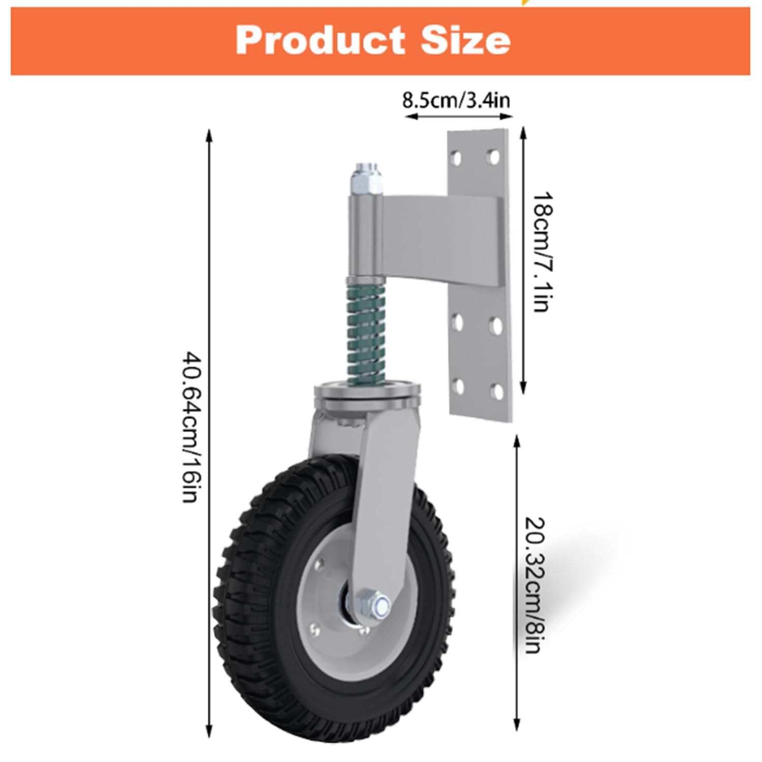 150 mm ciężkie koła bramy ze sprężynami amortyzującymi, kółko bramowe, 600 funtów kółka do drzwi przesuwnych ze śrubami obrotowymi 360°, guma i stal, do drzwi drewnianych i metalowych (szare)