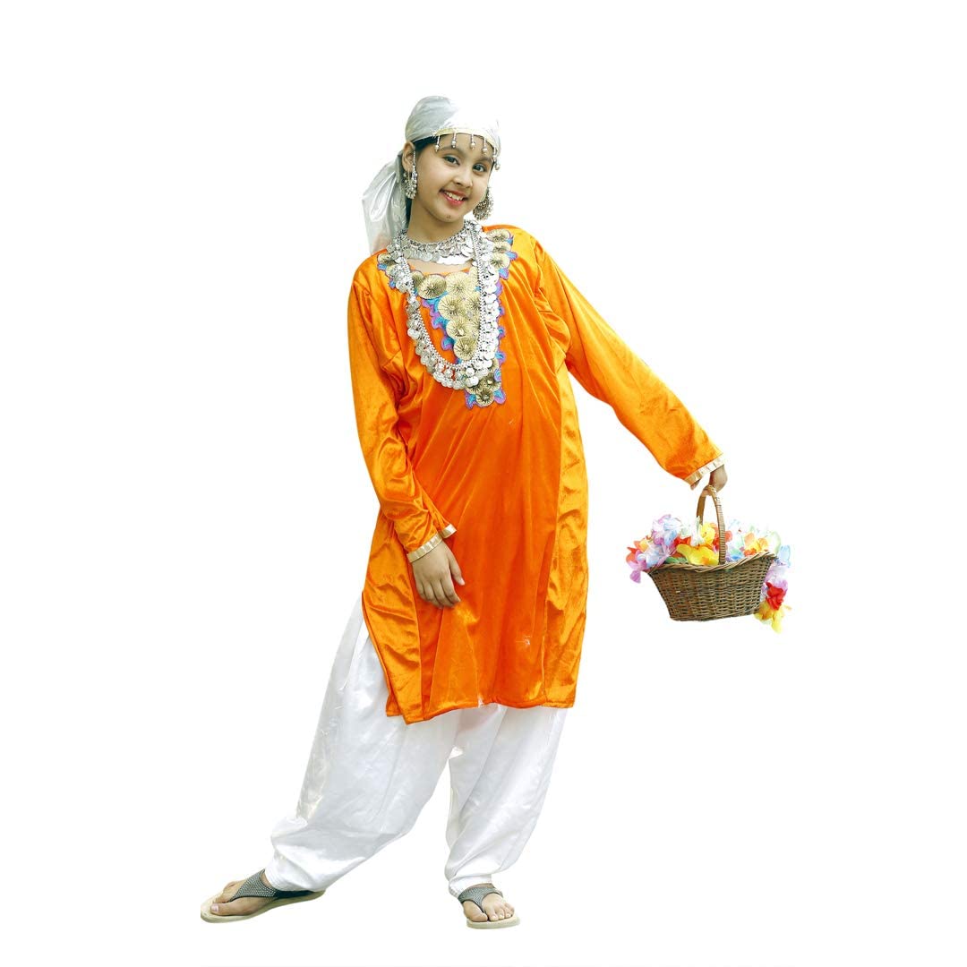 ITSMYCOSTUME Silk Kashmiri Girl Dress For Kids Set Of 3(Suit,Salwar & Scarf) (No Jewellery & Basket Included) Indian State & Folk Dance Fancy Dress Costume For Kids & Adults Orange (B089S7YTBY) Amazon Price History, Amazon Price Tracker