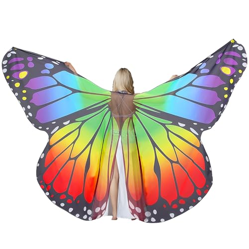 MUNAFIE Belly Dance Wings Halloween Christmas Party Colorful Butterfly Wings Performance Costumes SF1