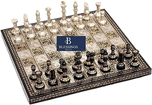 Hot Deals Guruji Divinity Collectible Premium Metal Brass Chess Board Game Set Brass Chess Pieces Men stored in Velvet Storage Box. (10 X 10 in) Hot Deals Guruji Divinity Collectible Premium Metal Brass Chess Board Game Set Brass Chess Pieces Men stored in Velvet Storage Box. (10 X 10 in)