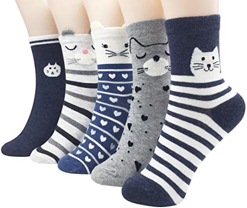 IIG 3-6 Pairs Womens Cute Animal Patterned Funny Novelty Cotton Crew Socks (Multicolour03)