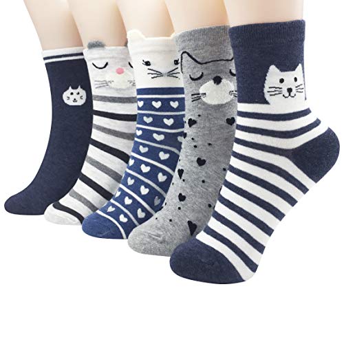 IIG-3-6-Pairs-Womens-Cute-Animal-Patterned-Funny-Novelty-Cotton-Crew-Socks