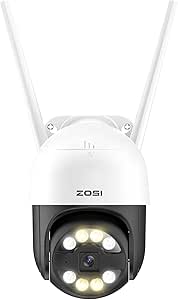 ZOSI C289 1080P WiFi Pan/Tilt Outdoor Security Camera,Plug-in Home Surveillance PT Camera,Smart Light Siren Alarm,Color Night Vision,2 Way Audio,Person Vehicle Detection,Phone Remote,5X Digital Zoom asin的图片