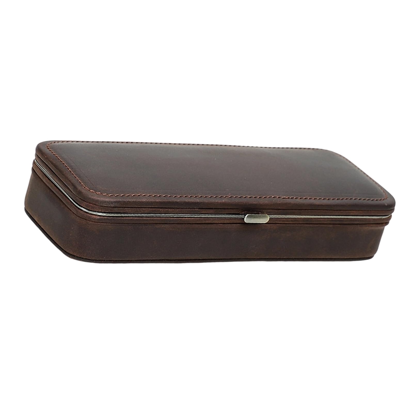 Kaeltsyn Framed Leather Pen Holder with 3 Pen Slots and Card Slot, Portable Rectangular Organizer for Study Desk Travel Use