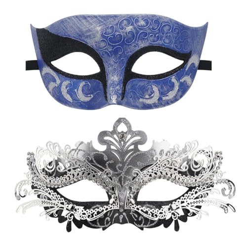 Image of Coddsmz Couple Masquerade Mask Set - Venetian & Mardi Gras Mask for Women & Men