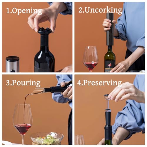 Image of PEIPU Electric Wine Bottle Opener, Easy to Use, Perfect for Home, Restaurants & Travel, Wine Lovers & Host (Black)