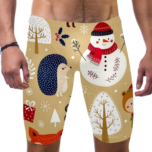 Traje de baño de competición tipo muñeco de nieve para natación masculina de pierna cuadrada