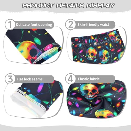 Neon Skulls Light Girls Leggings Soft Stretch Workout Yoga Dance Pants for Kids Casual Tights3