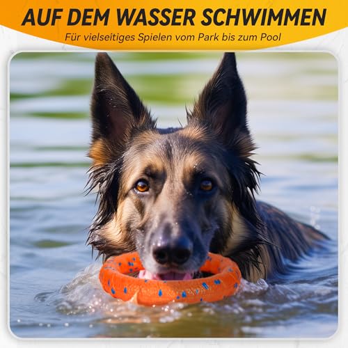 SUNNEKO Hundespielzeug-Ring, Robustes Hundespielzeug, Kauring für Hunde, Hundescheiben zum Werfen und Fangen, schwimmender Trainingsring für Hunde
