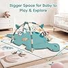 Baby Tummy Time Mat, Oversize Dinosaur Shaped Baby Play Gym Mat with 6 Toys, Play Mat for Babies 0-6-12 Months Promotes Motor Skills & Sensory Development, Newborn Essentials Infant Shower Gift #1