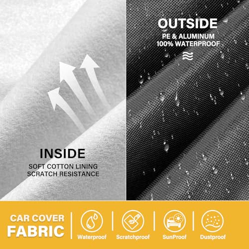 Image of Car Cover Waterproof All Weather for Automobiles, Outdoor Heavy Duty Full Exterior Covers with Cotton Lined, Fit for Porsche 718, Cayman, Boxster, Audi TT,etc.(165 to 178 Inch)