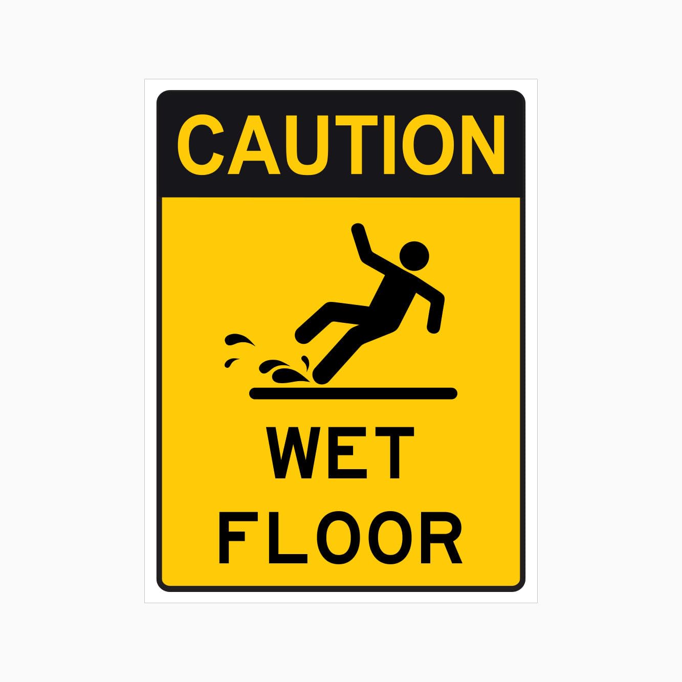 CAUTION WET FLOOR Sign, 12x8 Metal Tin Sign, Caution: Wet floor.