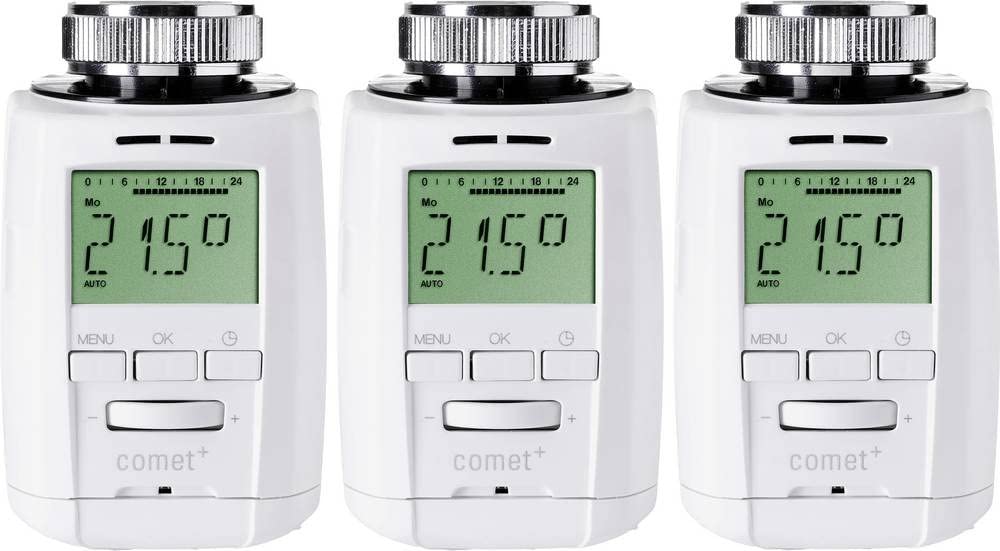 Four Eurotronic Comet Plus electronic radiator thermostats