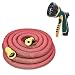N-Green Expandable Garden Hose - 25/50/75/100 Feet Strongest Triple Core Latex and Solid Brass Fittings Free Spray Nozzle 3/4 USA Standard Easy Storage Kink Free Flexible Water Hose (50 Feet)