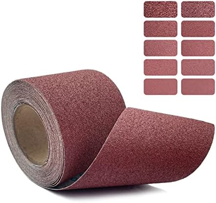 60 Grit Emery Cloth Roll, 4.5 Inch Wide 32.8 Ft Long (Equals 1/4 Sheet Sandpaper 71 Pcs) Abrasive Sandpaper Rolls for Metal Automotive Wood Furniture Sanding Paper Drum Palm Sander (60 Grit)