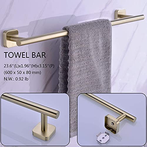 Brushed Gold Bathroom Faucet And 4 Piece Hardware Accessories Set Bundle, 2 Handle 8 Inch Widespread Brass Mixer Tap With Drain Assembly And Stainless Steel Towel Bar Set #TOP5