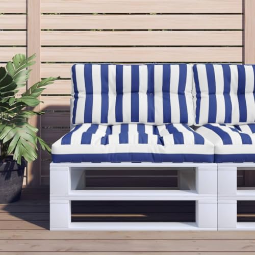 Genérico Cojines para sofá de palets 2 Piezas Tela a Rayas Azul y,Casa y jardín,Decoración,Cojines para sillas y sofás,360726