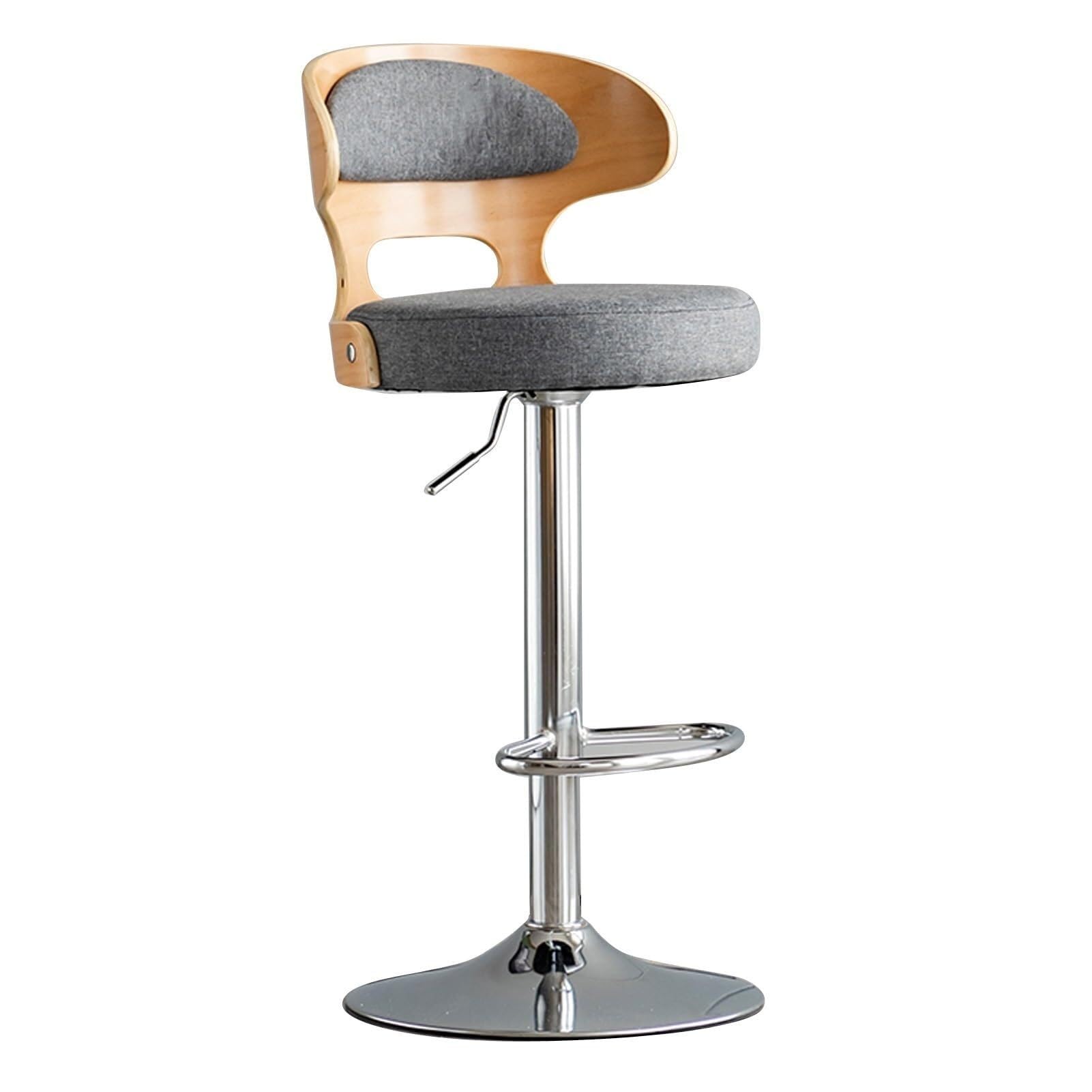 Taburetes de bar giratorios y regulables en altura, acolchados de piel sintética modernos, sillas para mostrador, isla cocina, bar casa y pub, beige algodón, 63-85 cm (Cotton Gray)