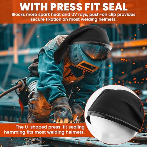 Welding Helmet Cover,2Pcs Welding Helmet Cover and Helmet Bib Set, Full Protection Welding Hood Welding Accessories with Press Fit Seal Fits Most Welding Helmets - Image 6