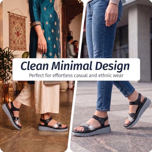Image of YOHO SDL 110 Sandals for Women | Orthopedic & Soft Sandal for Ladies | Fancy Slippers /Chappal for Girls |Stylish Heeled Wedges for Everyday Wear