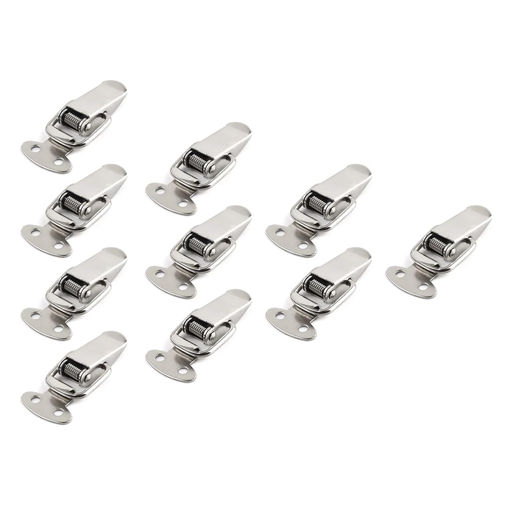 Msiud Latch, Silver Hasp Lock Fastener Kitchen Furniture Toggle Latches Catch Hardware Parts Spring Loaded Clamp Clip Pack Adjustable Clamps Holding Capacity Pull Lid Jig Privacy Hook Eye Gate Easy