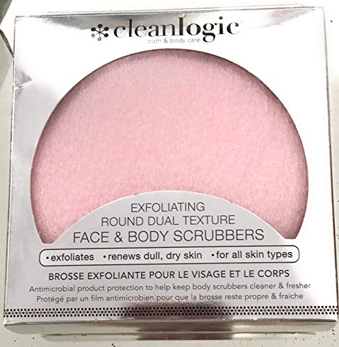 Cleanlogic Exfoliating Round Dual Texture Face & Body Scrubbers, Pink, 2 Count