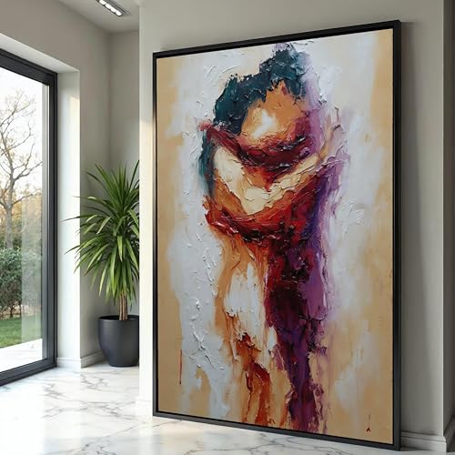 Peinture couple romantique abstrait pour créer une ambiance cocooning de chambre