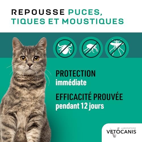 Spray Anti-Puces Chat Vetocanis - Protection Antiparasitaire pour Chat de plus de 3 Mois