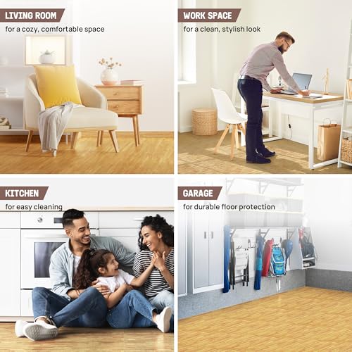 Yes4All EVA Interlocking Mats, Puzzle Floor Tiles, Foam Floor Padding with Border for Furniture, Home Space, Living Room, Garage - Light Oak Wood, 4.46 m2 by Yes4All - Image 5