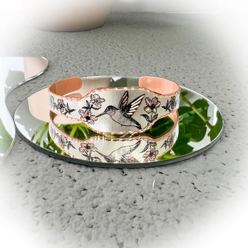 Image of Hummingbird Cuff Bracelet, Copper Hummingbird Bracelet, Hummingbird Jewelry Gifts, Hummingbird Cuff, Adjustable Copper Cuff, Bird Gifts