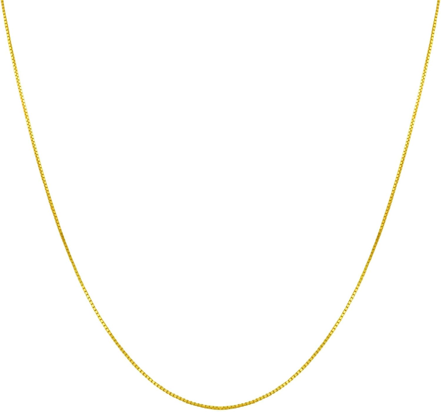 14k Gold Over Solid 925 Sterling Silver Vermeil 1mm Box Chain Necklace
